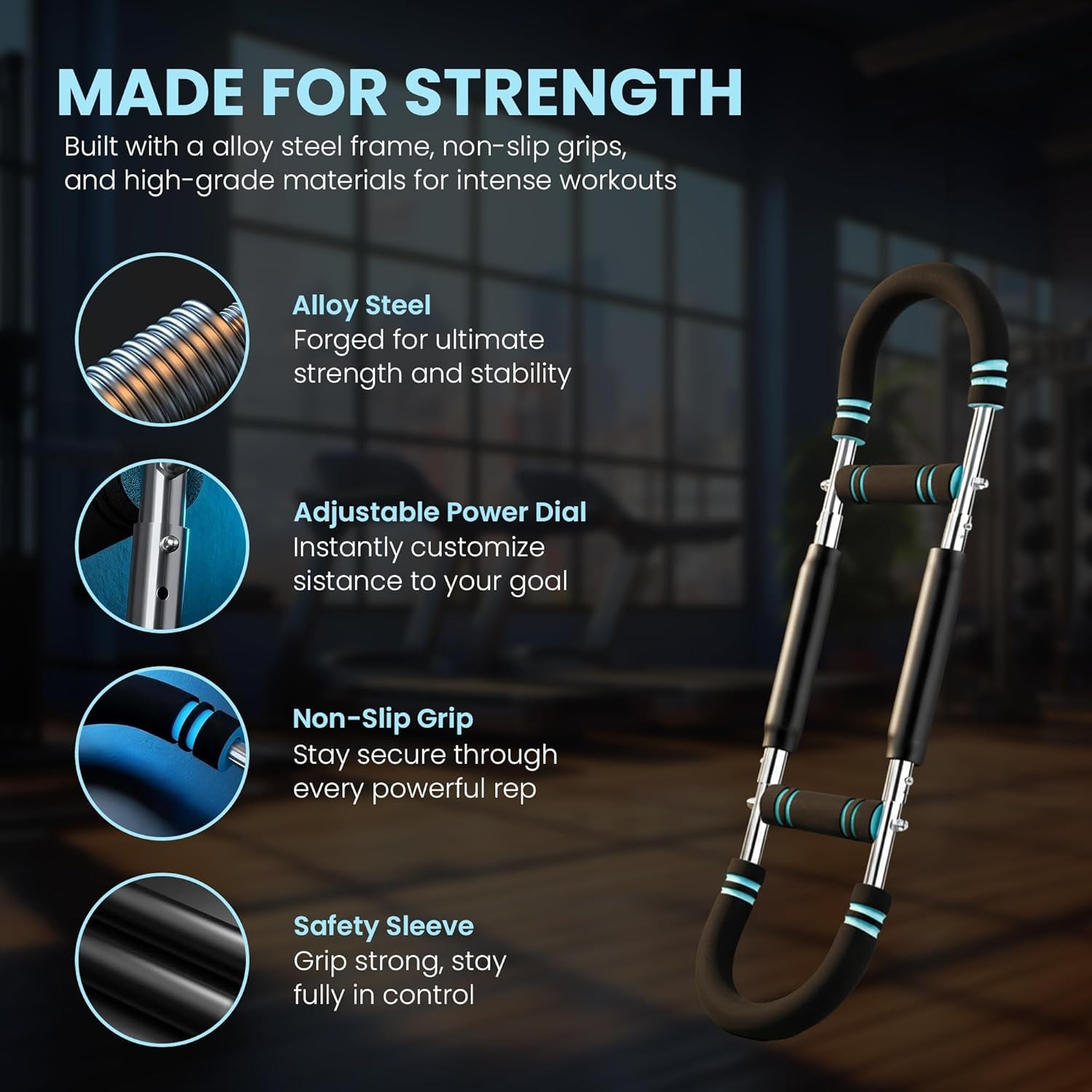 Arm Twister Trainer & Chest Expander for Men and Women, Adjustable Power Twister Bar with Dual Spring Resistance (60–100 Lb), Upper Body Strength Equipment for for Home Gym Workouts