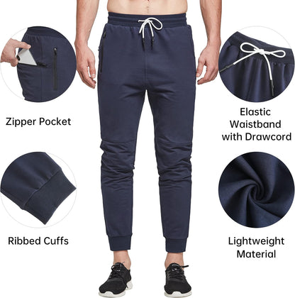 Men'S Jogger Sweatpants Tapered Workout Pants Slim Fit Mens Gym Jogger Pants with Zipper Pockets