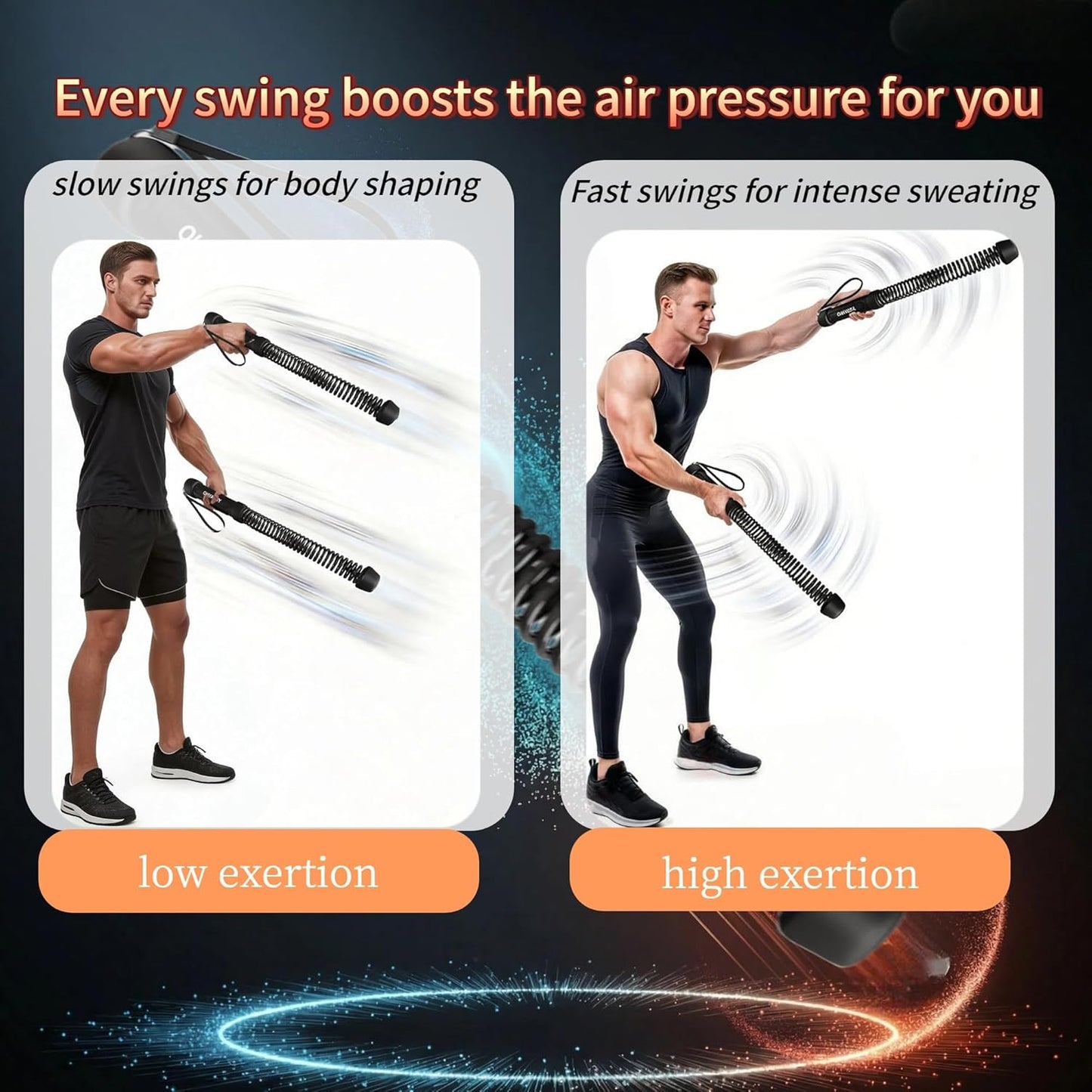 Ropeless Battle Ropes for Home Gym-Portable Cordless Training Rope Fitness Equipment for Men&Women,Weighted Workout Gear for Upper Body Cardio,Low-Impact Exercise Ropes for Small Spaces (Black)