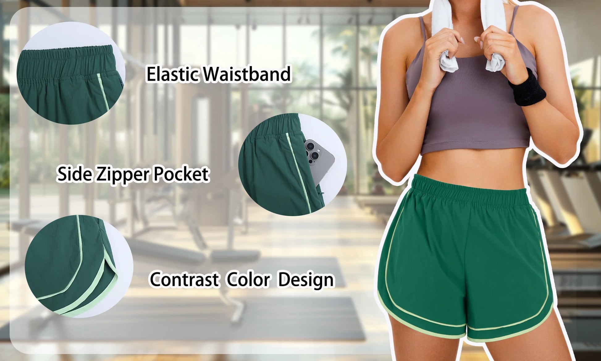 Womens Athletic Shorts Lightweight Shorts for Women Quick Dry Workout Shorts with Pocket