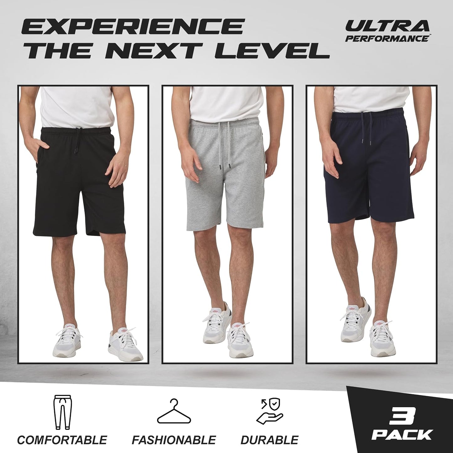 3 Pack Mens Shorts Casual Men'S Athletic Short Workout Gym Shorts for Men with Zipper Pockets, Small - 5X