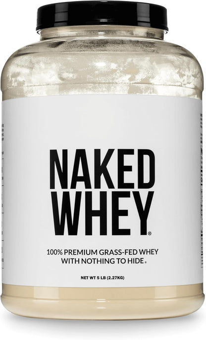 Whey 5LB 100% Grass Fed Unflavored Whey Protein Powder - Only 1 Ingredient, NSF Certified, Undenatured, Gluten Free, Soy Free, Promote Muscle Growth and Recovery - 76 Servings