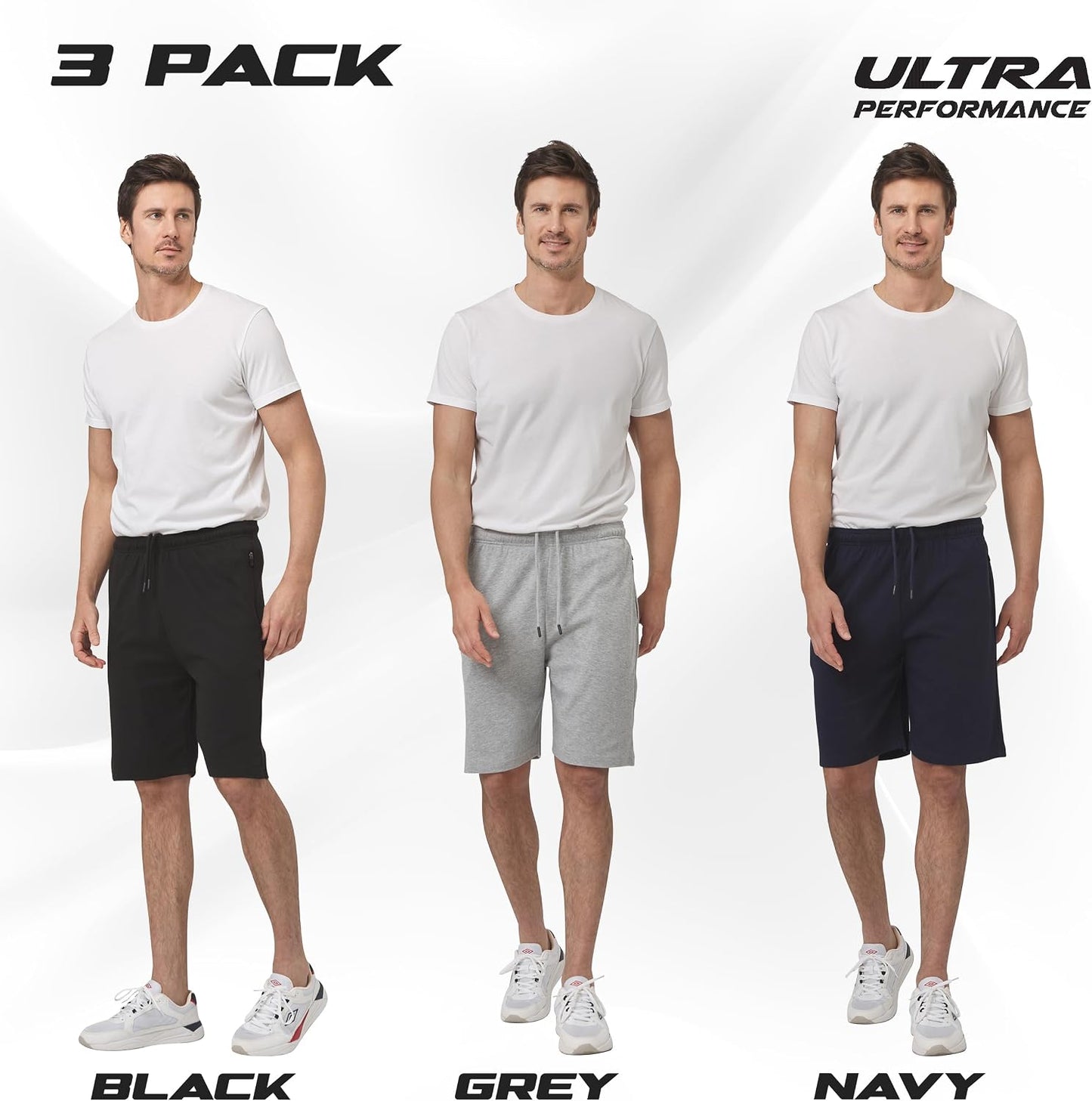 3 Pack Mens Shorts Casual Men'S Athletic Short Workout Gym Shorts for Men with Zipper Pockets, Small - 5X