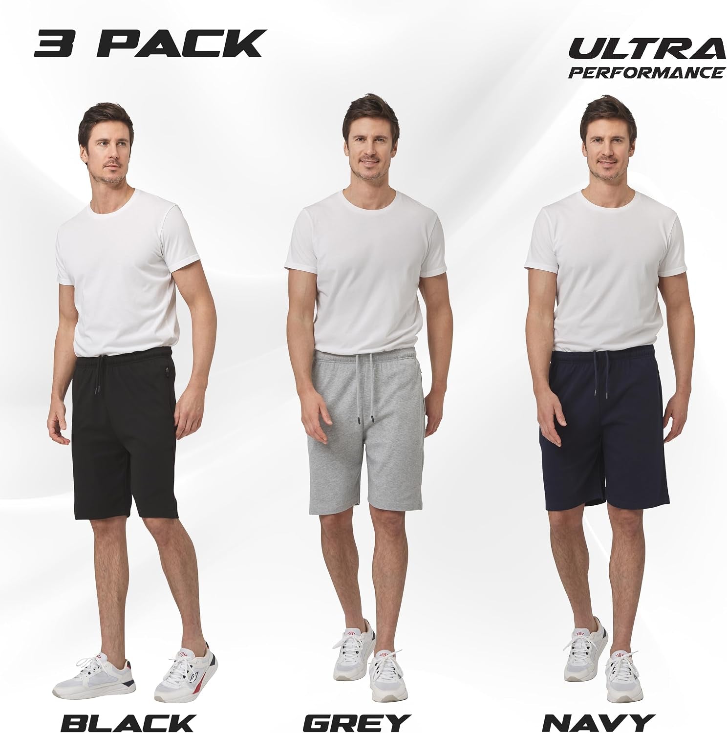 3 Pack Mens Shorts Casual Men'S Athletic Short Workout Gym Shorts for Men with Zipper Pockets, Small - 5X
