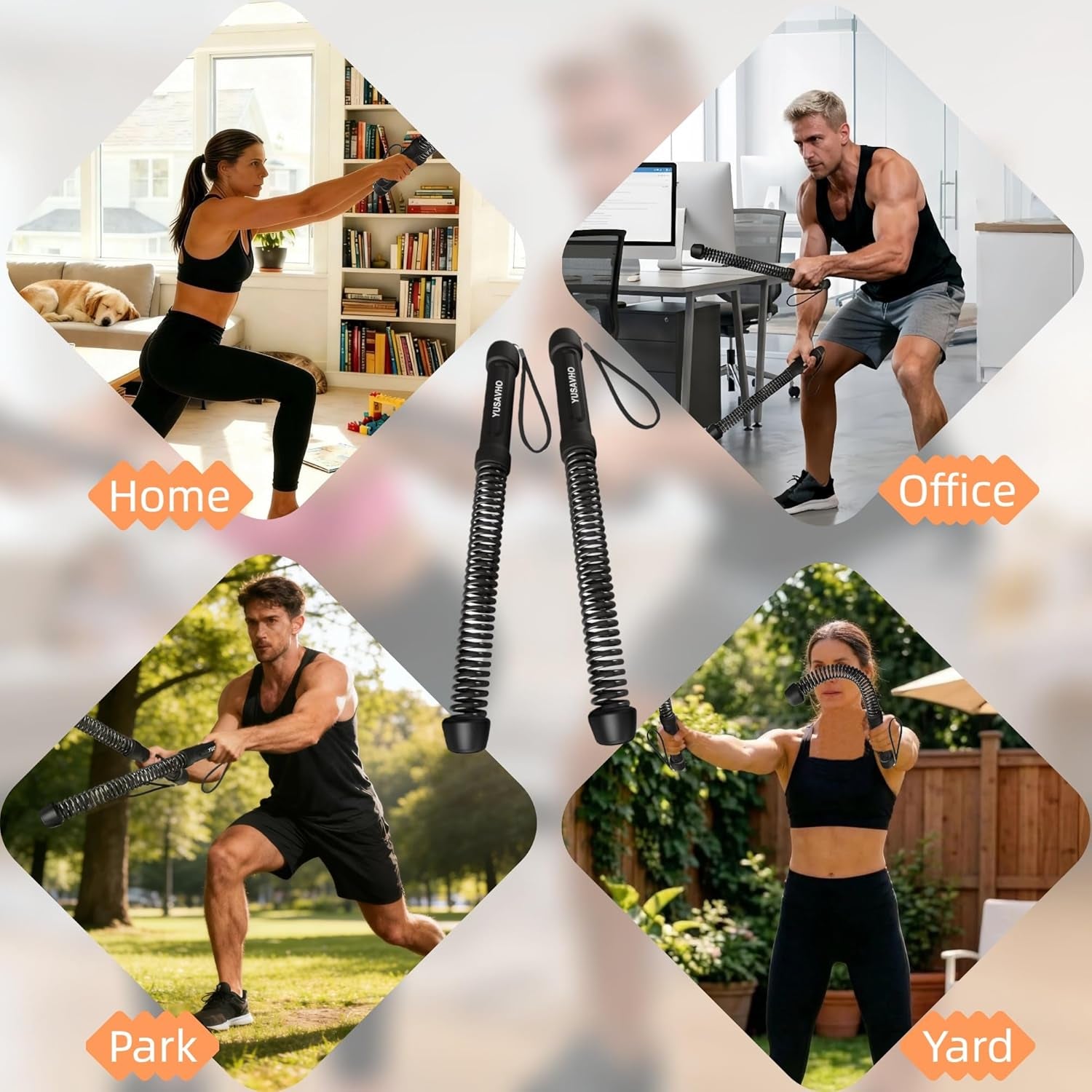 Ropeless Battle Ropes for Home Gym-Portable Cordless Training Rope Fitness Equipment for Men&Women,Weighted Workout Gear for Upper Body Cardio,Low-Impact Exercise Ropes for Small Spaces (Black)