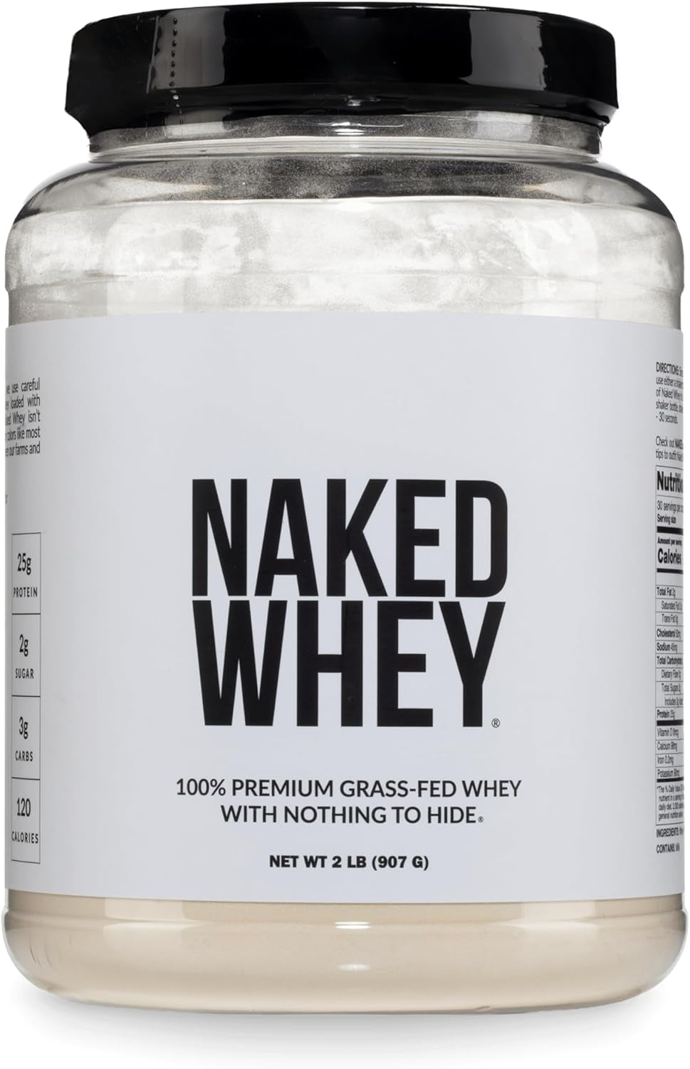 Whey 2LB 100% Grass Fed Whey Protein Powder - Only 1 Ingredient, Unflavored Whey Protein, NSF Certified, Undenatured, Gluten Free, Soy Free, No Gmos, No Preservatives