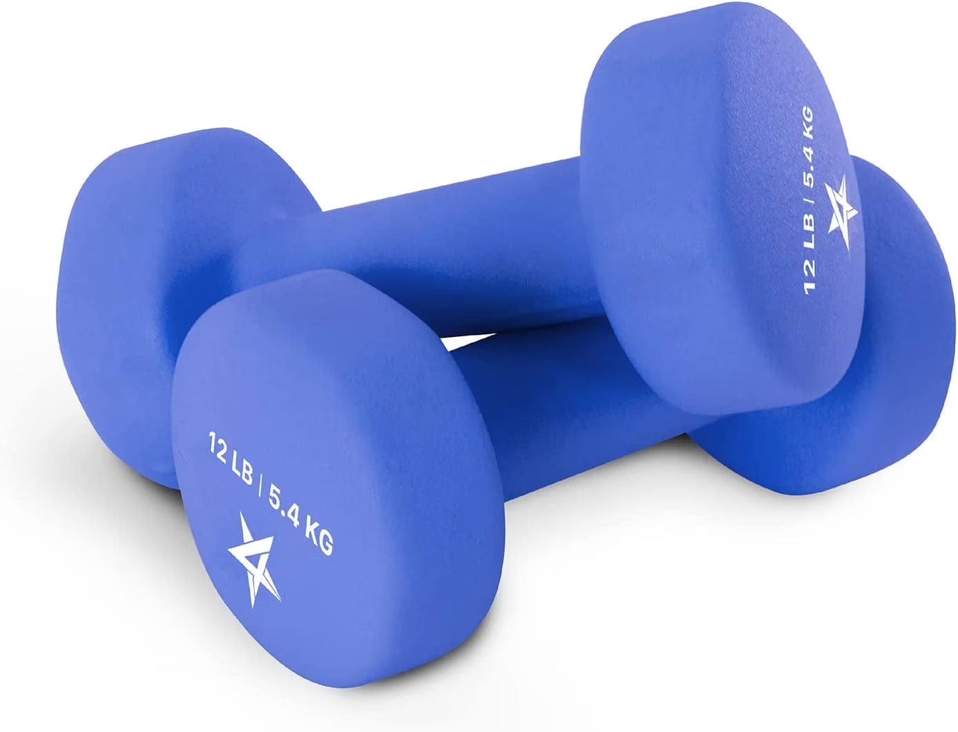 Neoprene Coated Dumbbells Hand Weight Sets of 2, Arm Weights for Women - Multiple Weight Options with 15 Colors - Vivid Dark Blue 12LBS