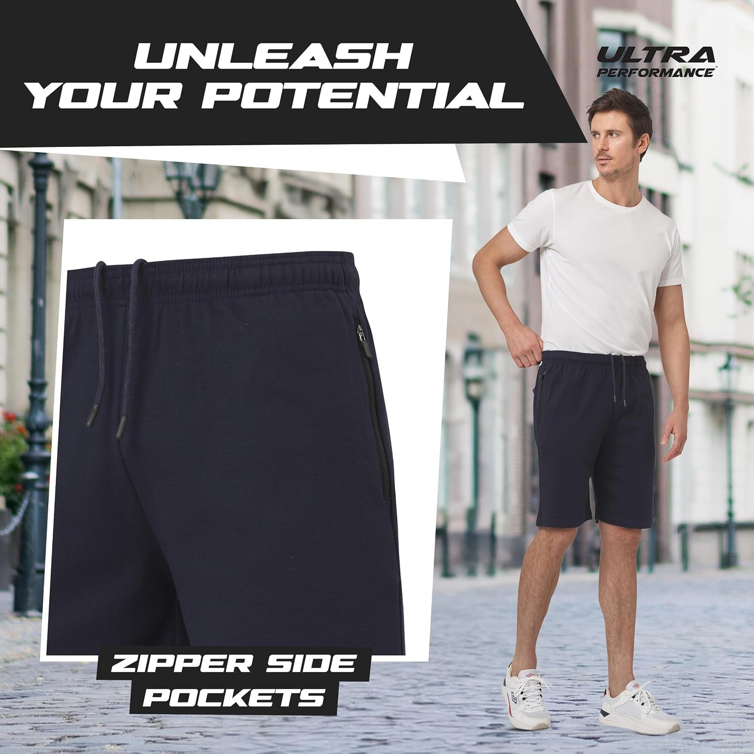 3 Pack Mens Shorts Casual Men'S Athletic Short Workout Gym Shorts for Men with Zipper Pockets, Small - 5X