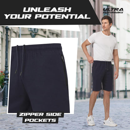 3 Pack Mens Shorts Casual Men'S Athletic Short Workout Gym Shorts for Men with Zipper Pockets, Small - 5X