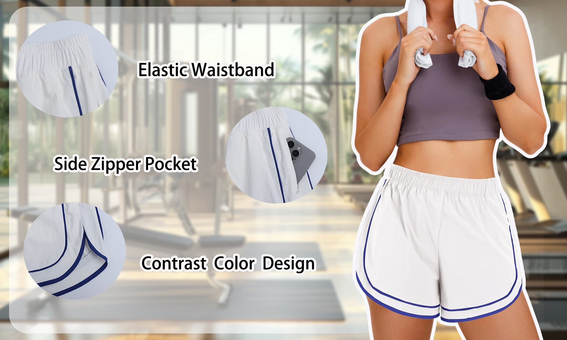 Womens Athletic Shorts Lightweight Shorts for Women Quick Dry Workout Shorts with Pocket