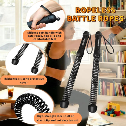 Ropeless Battle Ropes for Home Gym-Portable Cordless Training Rope Fitness Equipment for Men&Women,Weighted Workout Gear for Upper Body Cardio,Low-Impact Exercise Ropes for Small Spaces (Black)