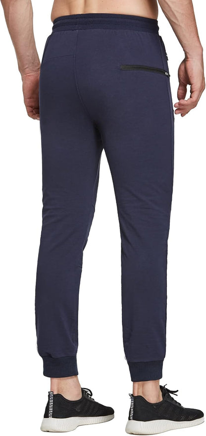 Men'S Jogger Sweatpants Tapered Workout Pants Slim Fit Mens Gym Jogger Pants with Zipper Pockets