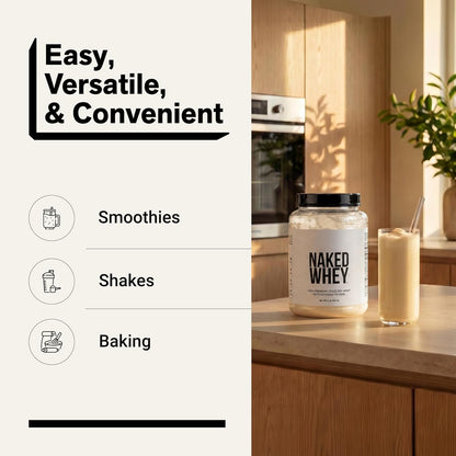 Whey 2LB 100% Grass Fed Whey Protein Powder - Only 1 Ingredient, Unflavored Whey Protein, NSF Certified, Undenatured, Gluten Free, Soy Free, No Gmos, No Preservatives